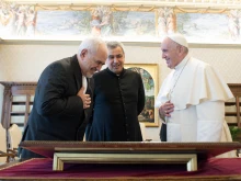 Pope Francis meets with Mohammad Javad Zarif, Iran's foreign minister, on May 17, 2021.